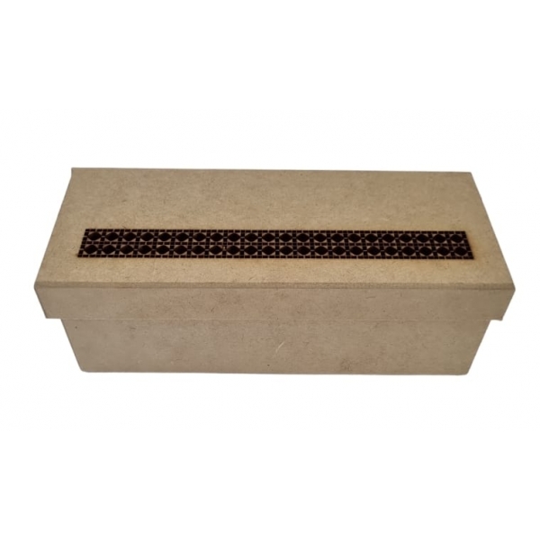 Caixa Mini Vinho Tampa Recortada Laser c/ Treliça P MDF cru