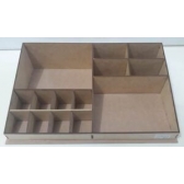 Porta Maquiagem Bandeja Aberta com 14 Divisórias MDF Cru