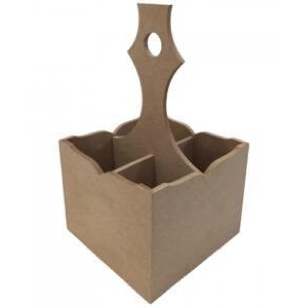 Porta Talher Quadrado com Alça Central 4 divisões MDF Cru