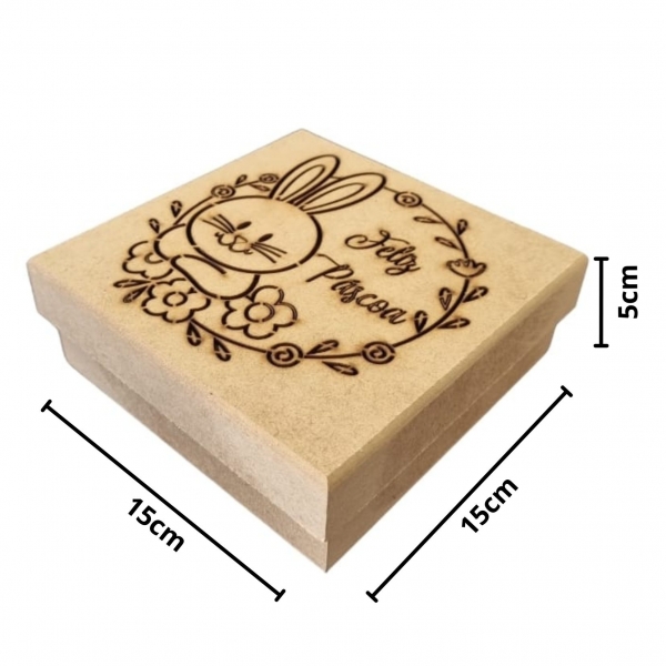 Caixa de Pascoa Coelho c/ Flores Bombons Chocolates MDF cru