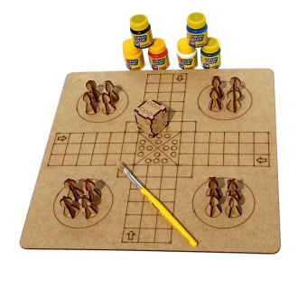 Kit de Pintura Infantil Jogo de Ludo Torrinha MDF Cru