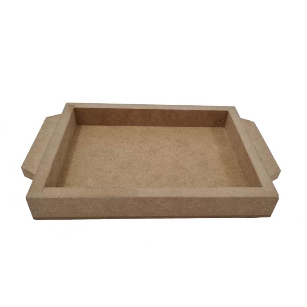 Bandeja Retangular Mini 12x17cm Lavabo Mesa Café MDF cru