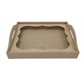 Bandeja Retangular 3D c/ Vidro 27x36cm Café Convite MDF cru