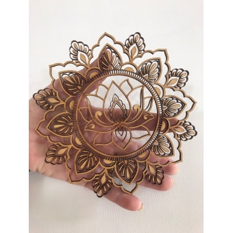 Mandala Flor de Lotus com Folha 15cm em MDF Cru