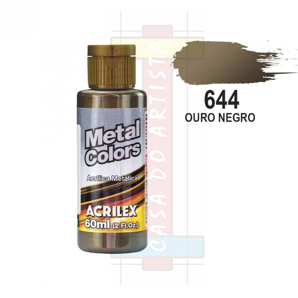 Tinta Acrílica Metálica Metal Colors 60ml Acrilex - Ouro Negro 644