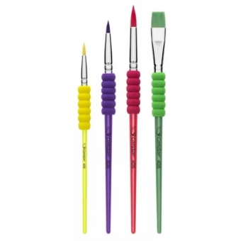 Pincel Ref. 406 Condor Kit c/ 4 Pincel Escolar Macio Cabo Anatômico