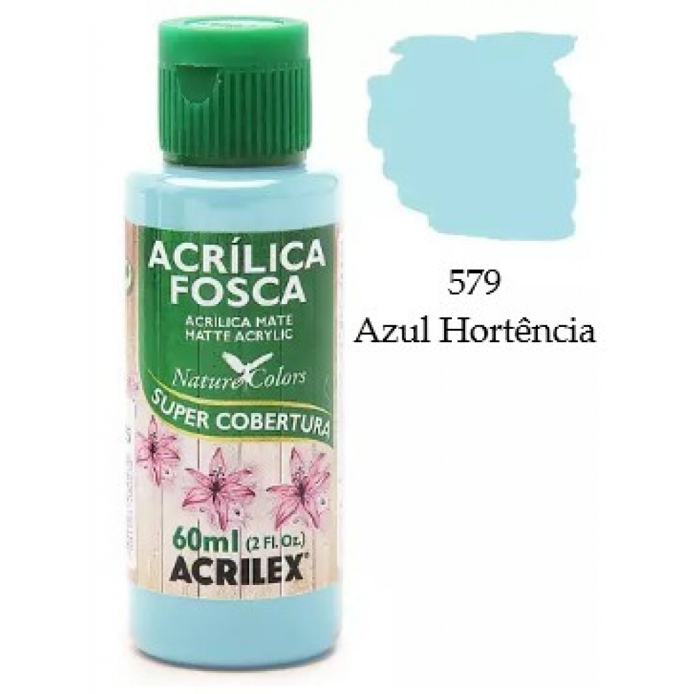 Tinta Acrílica Fosca Nature Colors 60ml Acrilex Artesanato - 579 Azul Hortência