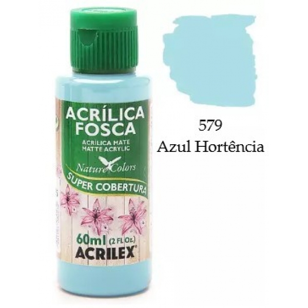 Tinta Acrílica Fosca Nature Colors 60ml Acrilex Artesanato - 579 Azul Hortência