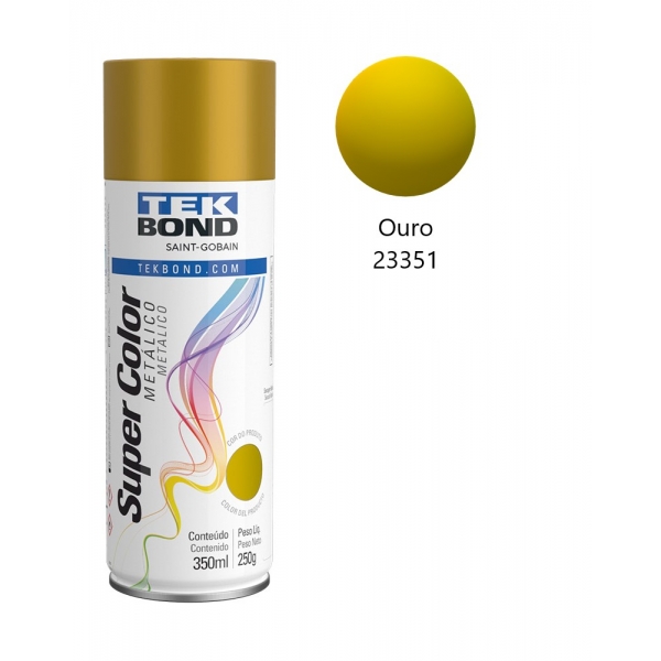 Tinta Spray TekBond Metálica 350ml Artesanato Tela Madeira - Ouro 23351