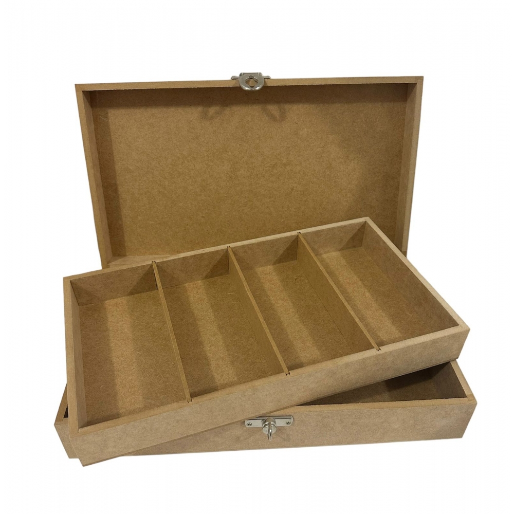 Caixa para Dinheiro 34x20x8 c/ Dobradiça Fecho cadeado MDF Cru