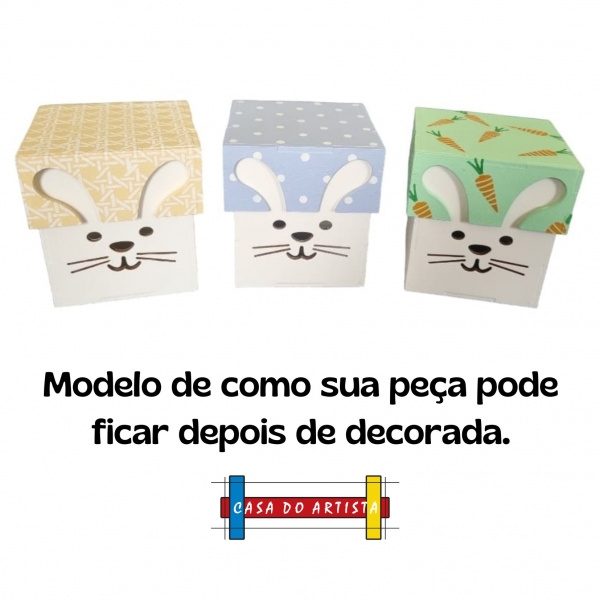 Caixa Pascoa Coelho P Ovos Bombons Chocolates MDF cru