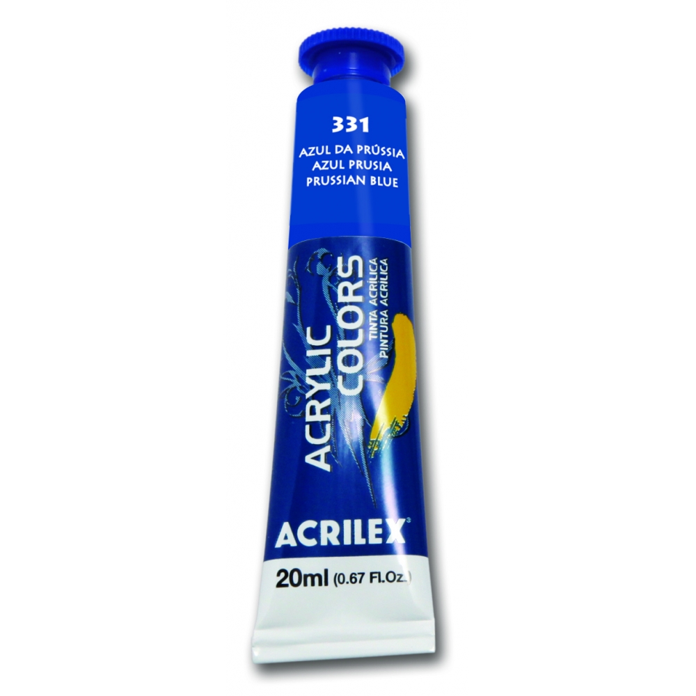 Tinta Acrílica para Pintura em Tela 20ml Acrilex - Escolha as Cores - Azul Prussia 331