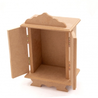 Oratório Colonial c/ Porta p/ Imagem Santo de até 14cm MDF cru