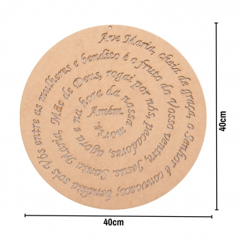 Oração Ave Maria Mandala Recortada a Laser 40cm MDF cru