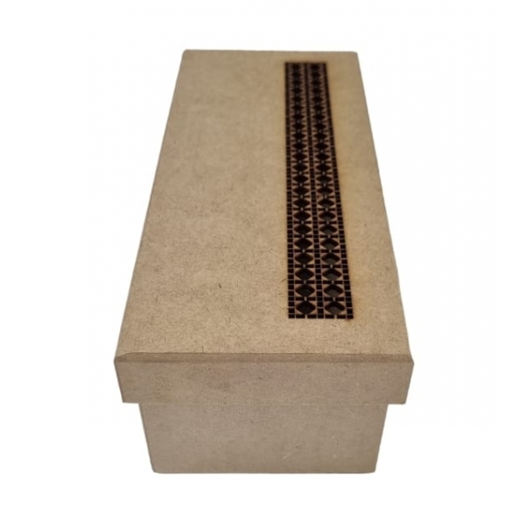 Caixa Mini Vinho Tampa Recortada Laser c/ Treliça P MDF cru