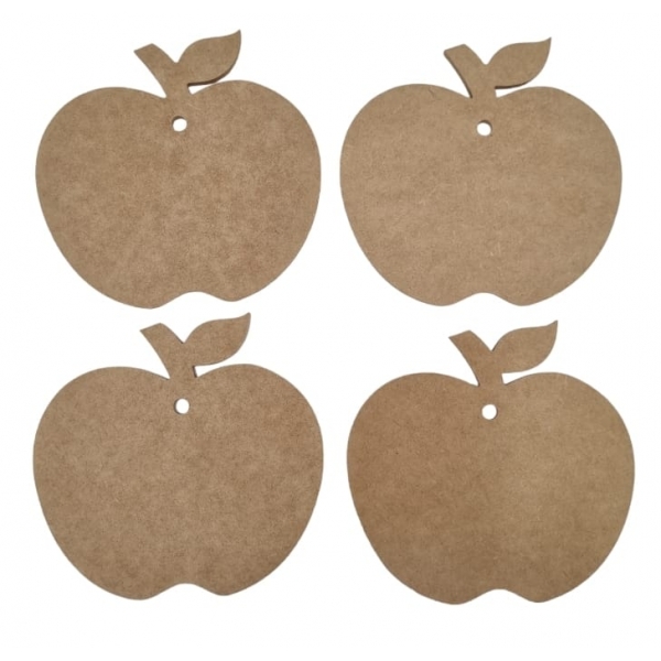 Descanso de Panelas Recorte de Maçã c/ 4 suportes MDF Cru