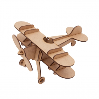 Avião Biplano 3D Miniatura Brinquedo Lembrança MDF cru