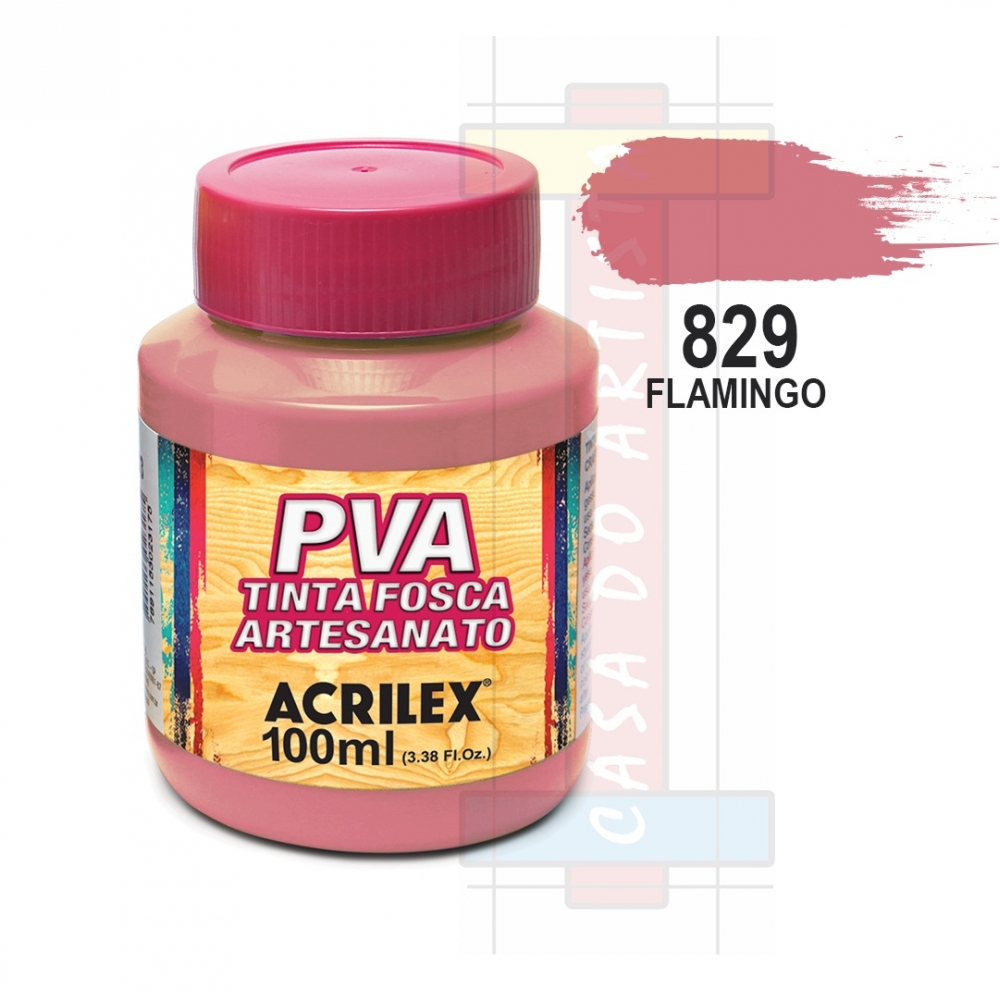 Tinta PVA Fosca Para Artesanato 100ml Acrilex - 829 Flamingo