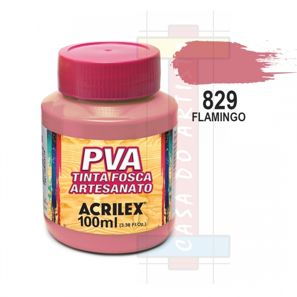 Tinta PVA Fosca Para Artesanato 100ml Acrilex - 829 Flamingo