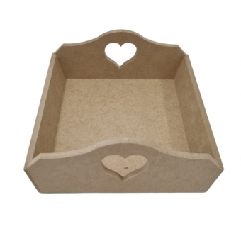 Bandeja Alça Coração P 17x18cm Cozinha Mesa Café MDF cru