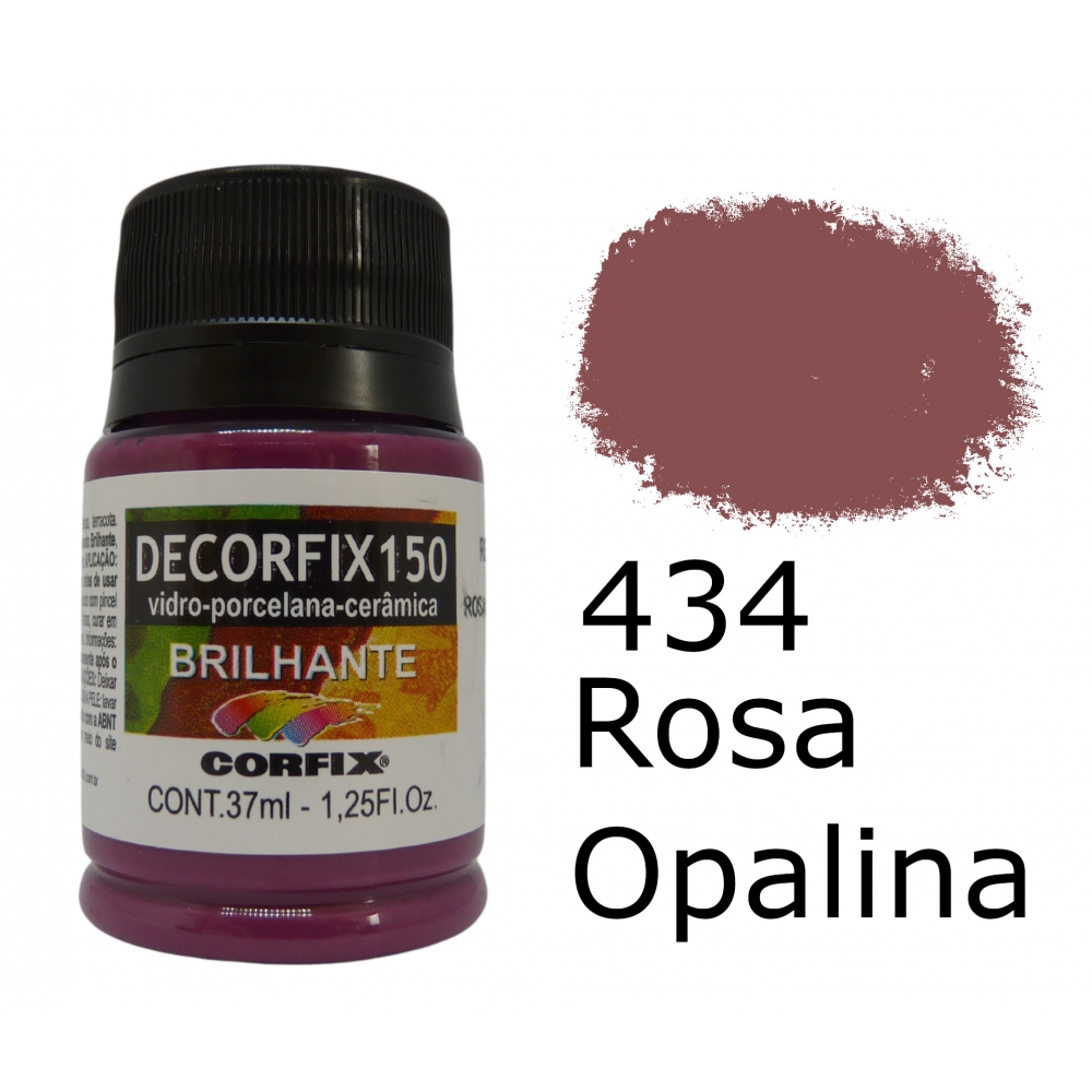Tinta Vitro Decorfix 150º Brilhante 37ml Corfix -para Vidro - 434 Rosa Opalina Brilhante