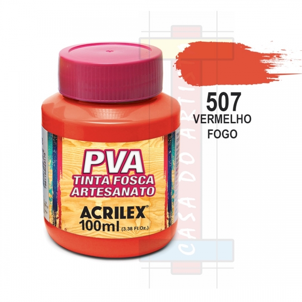 Tinta PVA Fosca Para Artesanato 100ml Acrilex - 507 Vermelho Fogo
