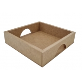 Bandeja Quadrada Decorativa 23x23cm Cozinha Café MDF cru