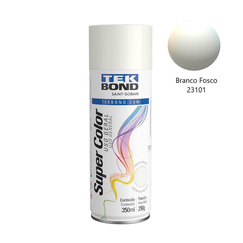 Tinta Spray TekBond Brilhante/Fosca 350ml Artesanato - Branco Fosco 23101