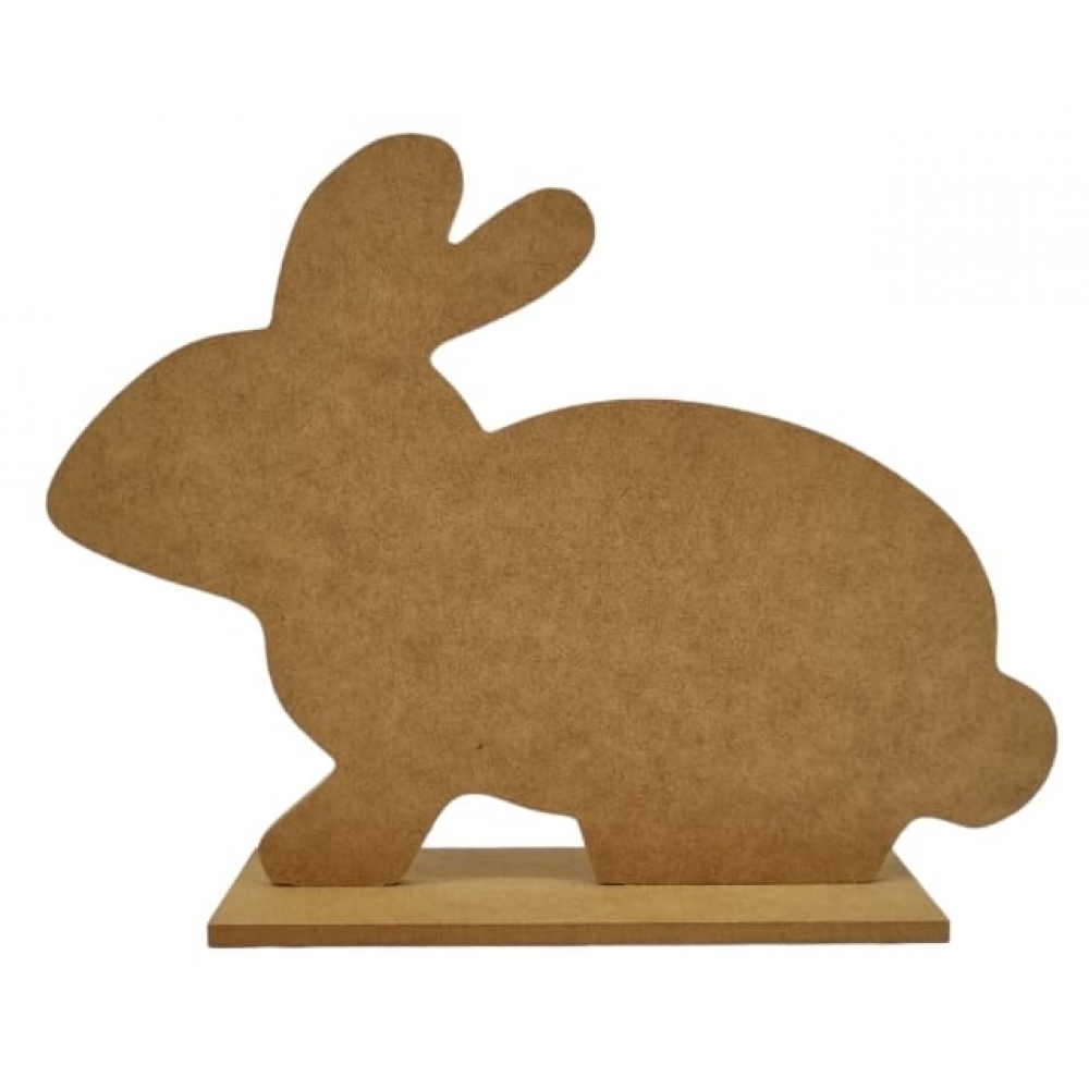 Recorte Coelho da Pascoa de lado na Base MDF cru