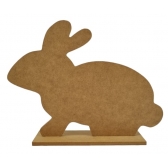 Recorte Coelho da Pascoa de lado na Base MDF cru