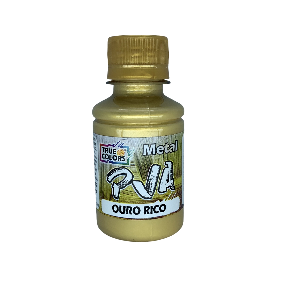 Tinta PVA Metálica 100ml True Colors - Escolha as cores - Ouro Rico 7992100