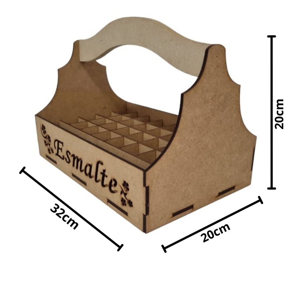Caixa Porta Esmalte Cesta Grande MDF Cru