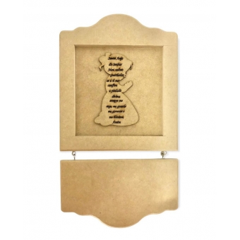 Quadro Porta Maternidade Menina c/ Oração Santo Anjo MDF Cru