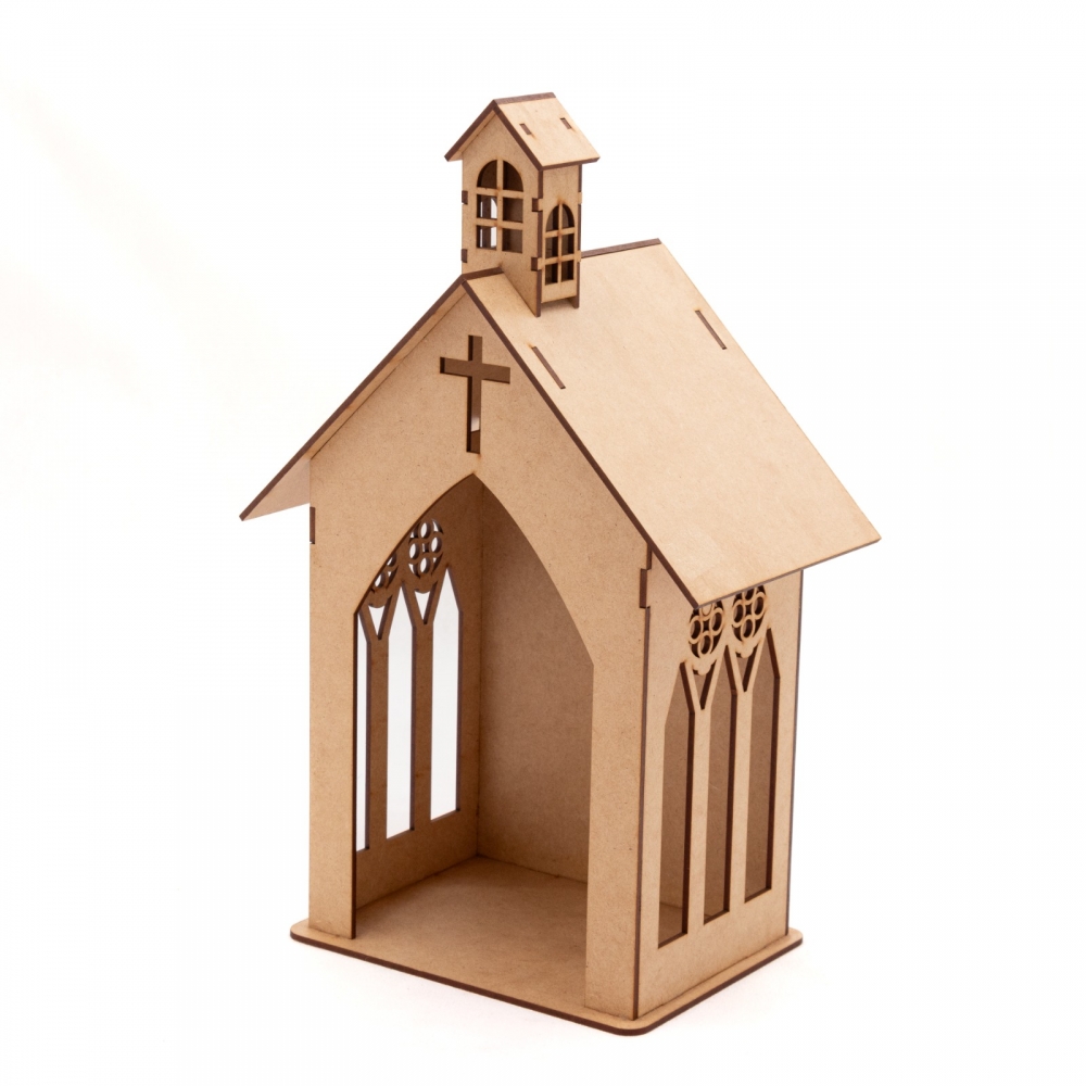 Oratório Capela Igreja G p/ Imagem Santo de até 20cm MDF cru