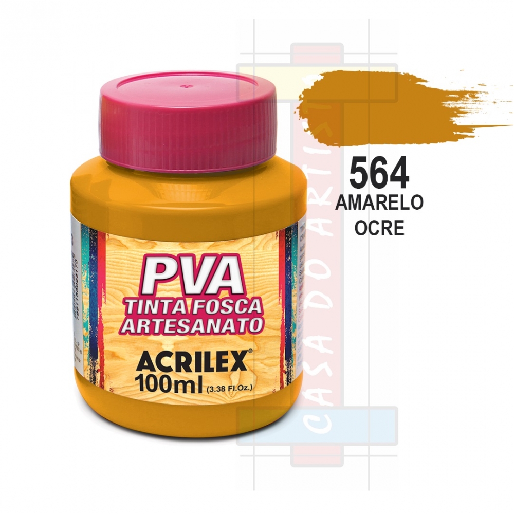 Tinta PVA Fosca Para Artesanato 100ml Acrilex - 564 Amarelo Ocre