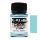 Tinta Vitro Decorfix 150º Metálica 37ml Corfix - Azul Tifani Metálico 406