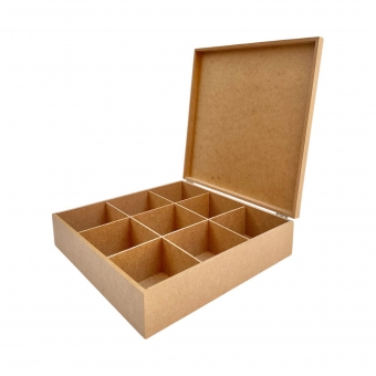 Caixa 32x32x8 c/ 9 divisórias e Dobradiça MDF Cru
