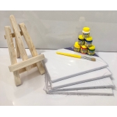 Kit Pintura 4Telas 16X22 + Mini Cavalete  6 Tintas e Pincel
