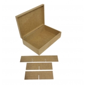 Caixa Retangular 20x30x8 c/ 6 divisórias e Dobradiça MDF Cru