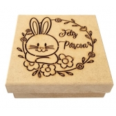 Caixa de Pascoa Coelho c/ Flores Bombons Chocolates MDF cru