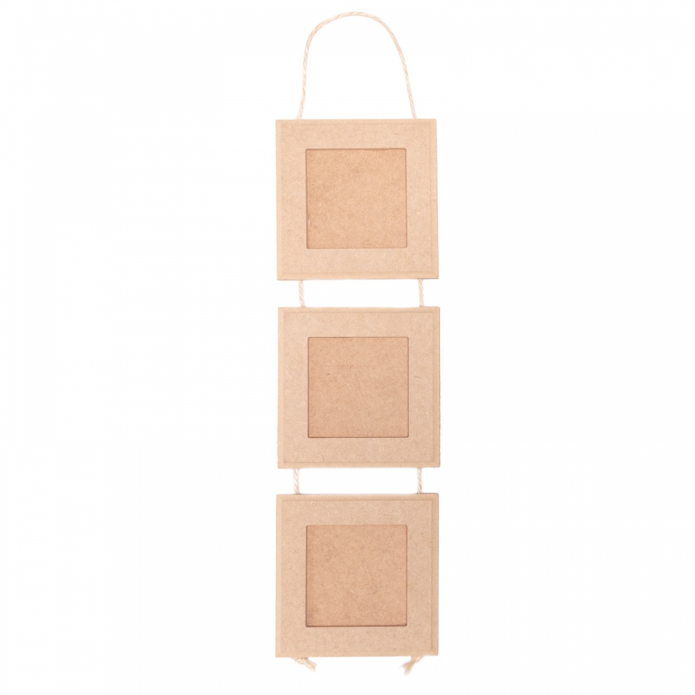 Trio de Quadro Moldura 10x10 Corda Sisal Decoração MDF cru