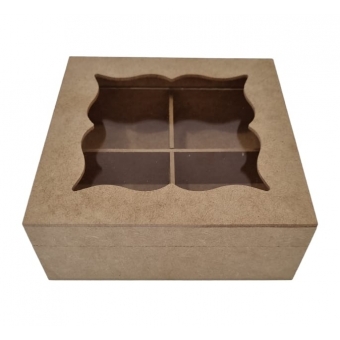 Caixa de Jóias Biju c/4 Divisórias Tampa c/ Vidro MDF cru