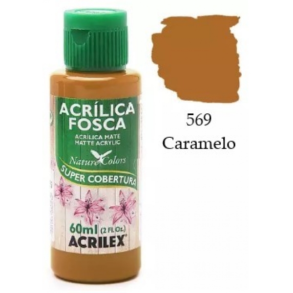 Tinta Acrílica Fosca Nature Colors 60ml Acrilex Artesanato - 569 Caramelo