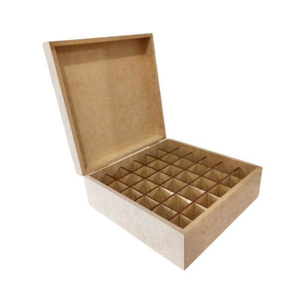 Caixa p/ Óleos Essencias 5ml e 15ml c/ 36 divisórias MDF Cru