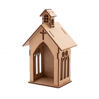 Oratório Capela Igreja P p/ Imagem Santo de até 10cm MDF cru