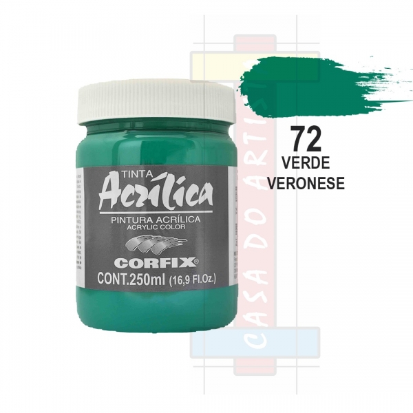 Tinta Acrílica para Pintura Tela 250ml Corfix Pote - Escolha Cor - Verde Veronese Grupo I