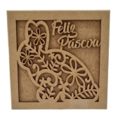 Caixa de Pascoa para Ovos Bombons Chocolates Coelho Floral MDF cru