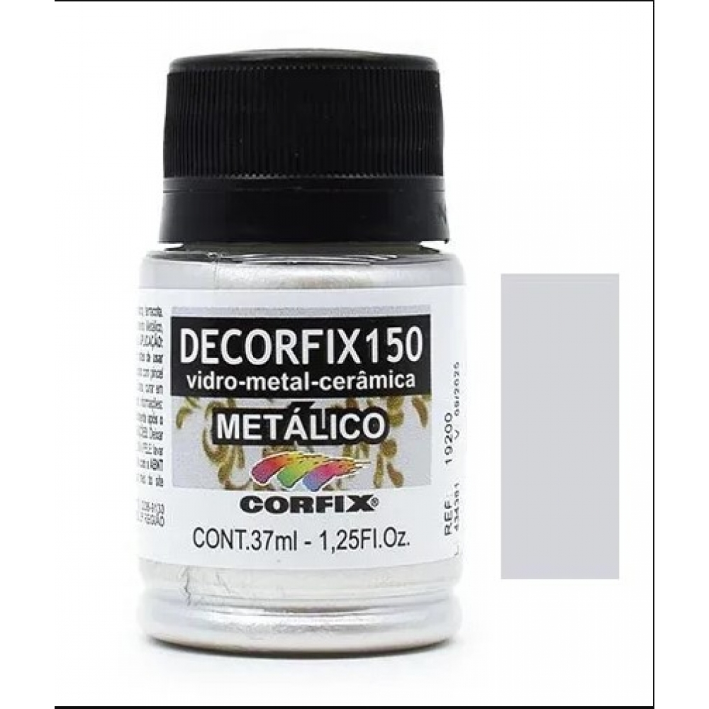 Tinta Vitro Decorfix 150º Metálica 37ml Corfix - Branco Metálico 391