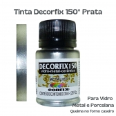 Tinta Vitro Decorfix 150º Metálica Prata 37ml Corfix