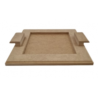 Bandeja Quadrada 23x23cm Mesa Café Mosaico MDF cru